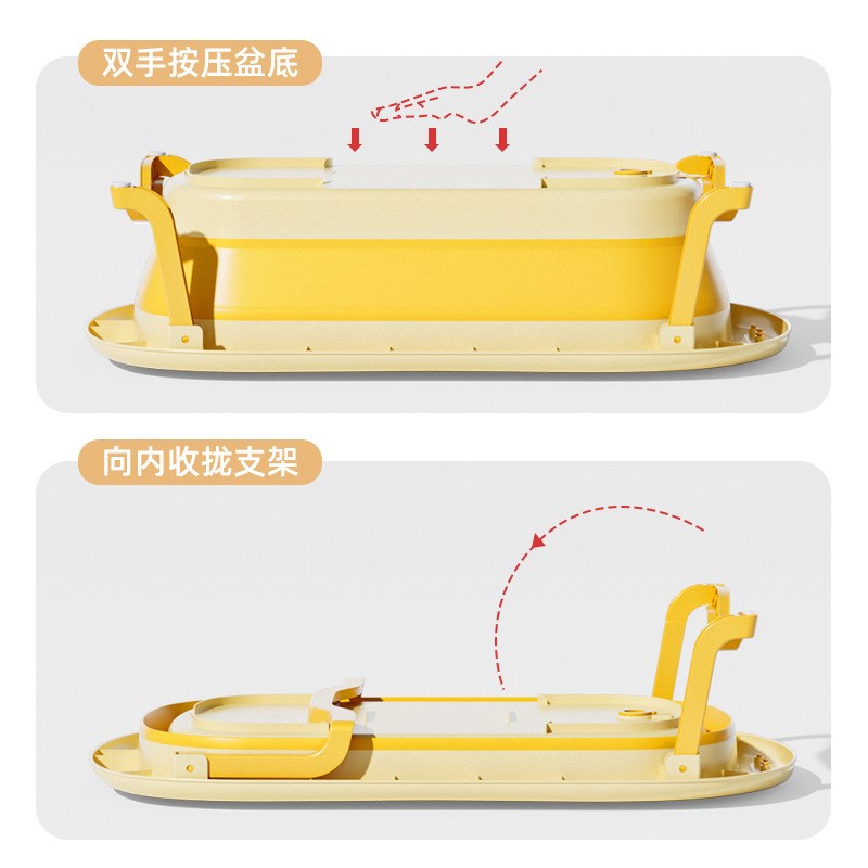 婴儿折叠浴盆可测温宝宝洗澡盆可坐躺儿童N沐浴盆新小孩生儿用品
