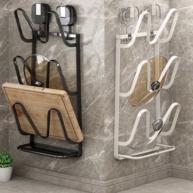 吸盘置物架锅盖架免打孔厨房多功能壁挂式砧板放置架菜板收纳架子