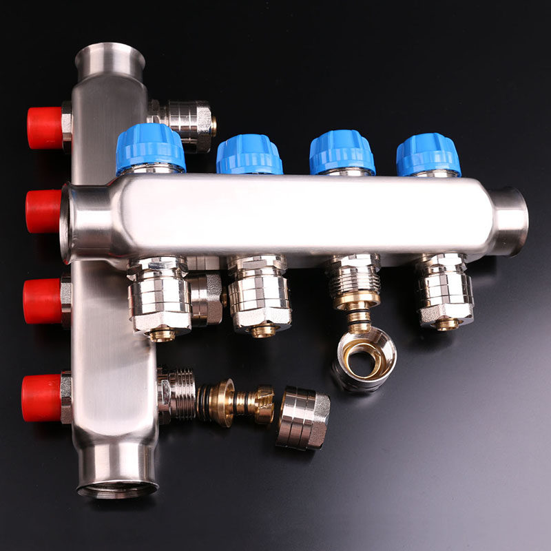 不锈钢分集水器地暖 2 3 4 5 6 7 8 9 10路DN25规格智能分水器