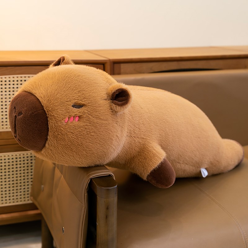 卡皮巴拉抱枕女生睡觉毛绒玩具水豚吧啦夹腿玩偶公仔长条枕头