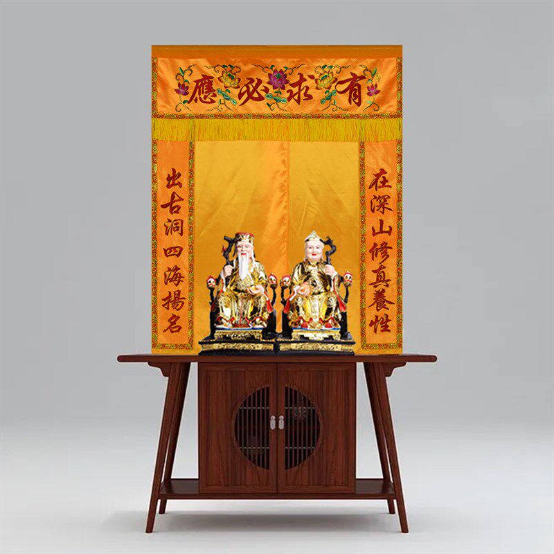 仙堂单布仙龛定制背景遮挡佛道仙帘家用品装饰挡仙帘暗堂单刺绣花