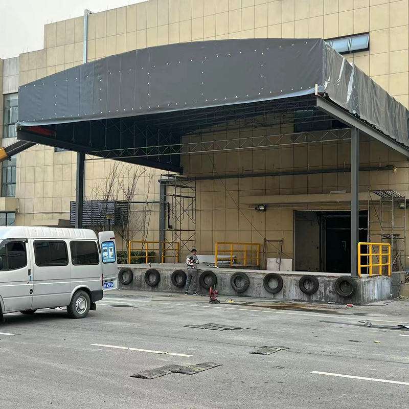 电动推拉棚户外移动推拉遮阳蓬折叠仓库临时遮阳棚伸缩式活动雨棚