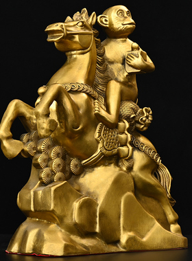 马上封侯铜马猴子摆件工艺品办公室玄关装饰品招财送领导商务礼品