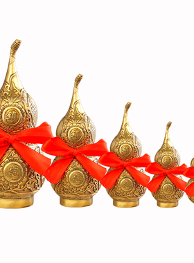 普生缘纯铜葫芦八卦图案大小号铜葫芦摆件家居客厅装饰品