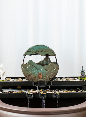 古都简约现代客厅庭院石槽鱼池鱼缸微景观造景流水器摆件装饰配件