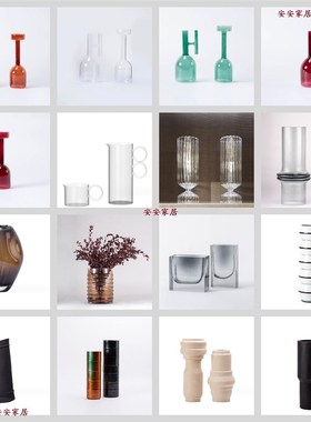 现代简约创意玻璃花器花瓶样板房售楼处桌面架子茶几餐桌饰品工艺