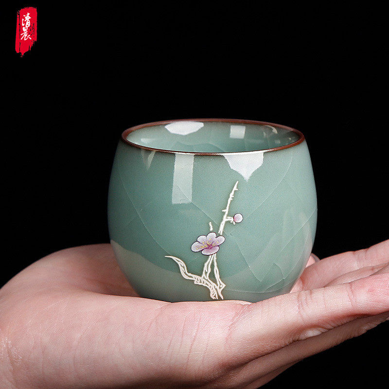 LO.GULEYA官窑铁胎冰裂纹茶杯茶具大号主人杯单杯陶瓷品茗杯茶盏