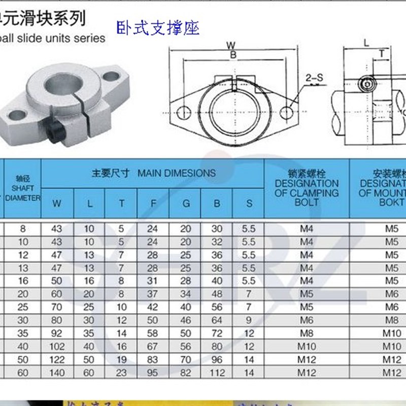 米思米misumi型号导向轴支座SHFT8/10/12/16/20/25/30/35/40/50