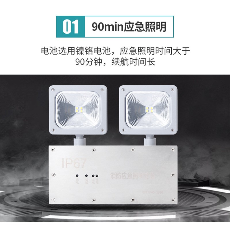 IP67防水应急照明灯led不锈钢面板双头灯隧道冷库双头照明应急灯