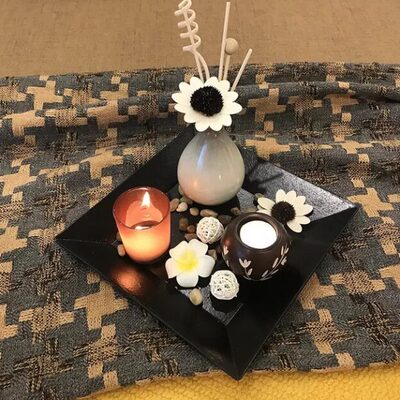 美容院特色摆件装饰品藤条香薰摆件组合香薰炉带托盘装饰小摆件