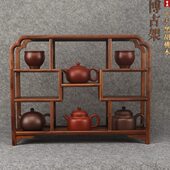 博古架小型多宝阁北美黑胡桃木新中式 茶具收纳架实木桌面置物架子