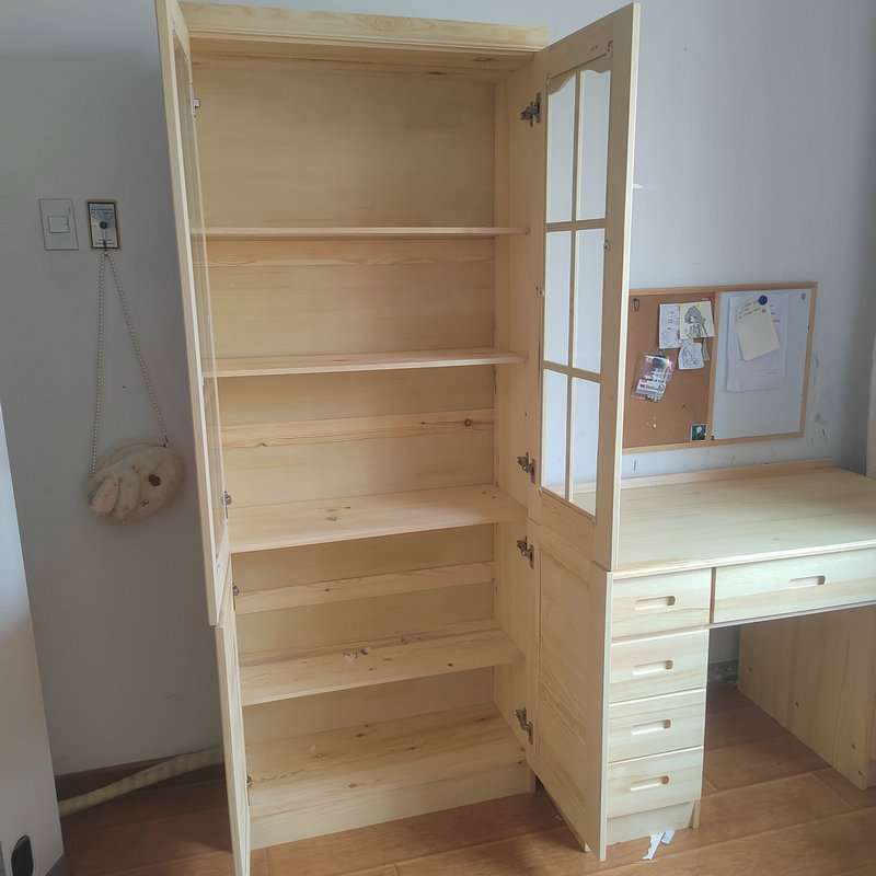 实木书柜书架松木玻璃门组合书柜子书橱带门纯实木文件展示柜储物