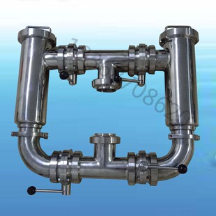 304不锈钢卫生级双联过滤器 双桶并联杂质一备一加压过滤器 直角式