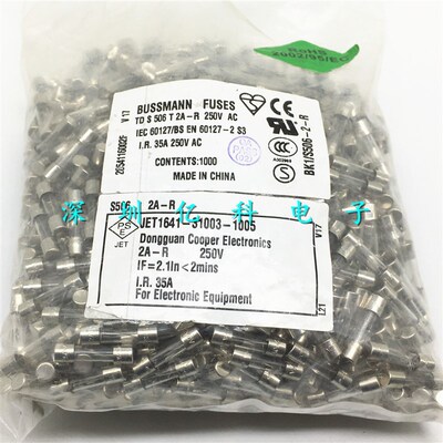 BK1/S506-2-R进口BUSS玻璃保险丝管T2AL250V T2A 慢熔延时 5*20mm