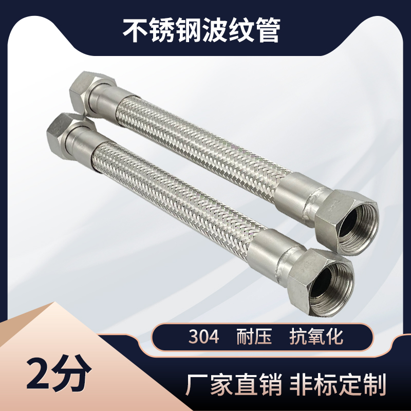 304不锈钢波纹管 2分DN8 高温高压金属蒸气软管 钢丝编织网工业管