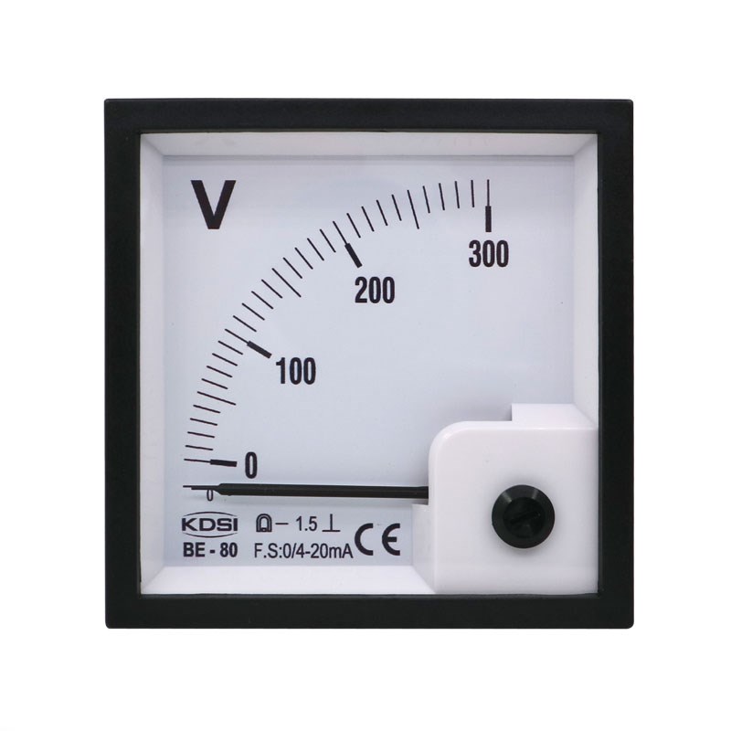 方形开孔指针电压表BE-80 DC4-20mA 300V输入电流4-20mA 显示300V
