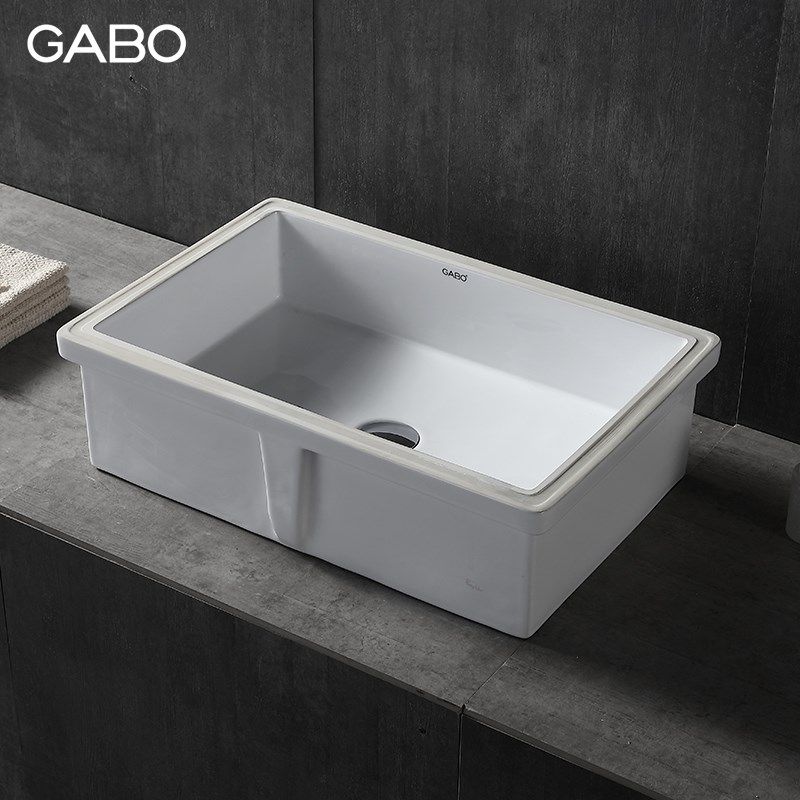 观博GABO 简约陶瓷洗面盆家用台下洗手盆卫生间方形洗脸盆10405
