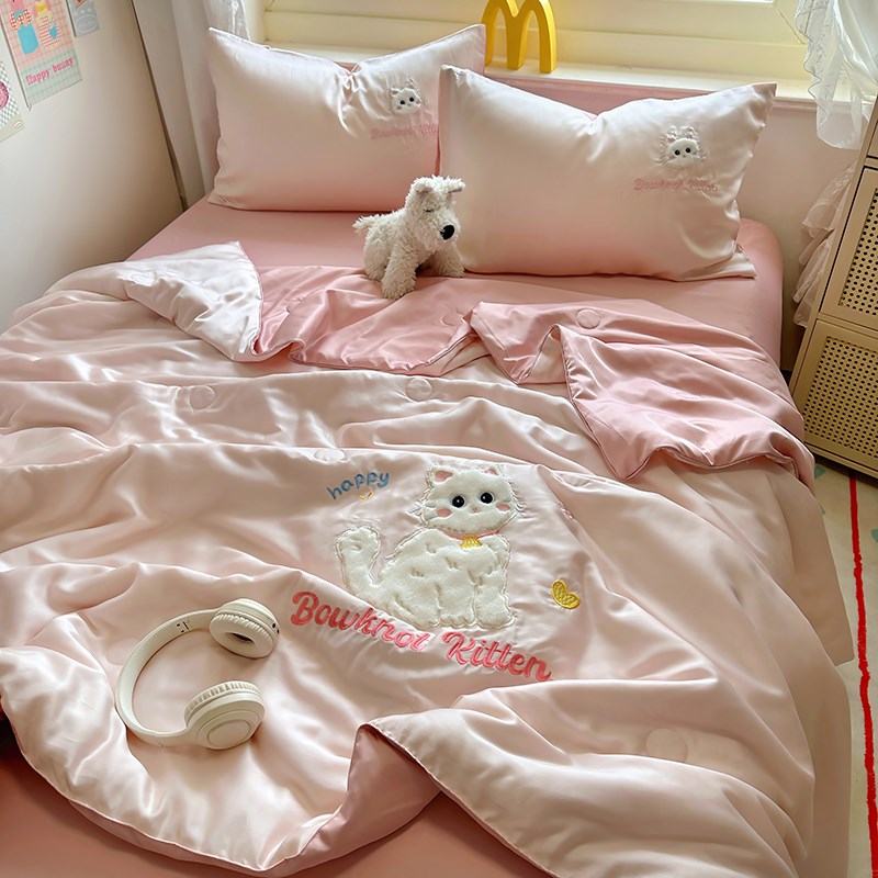 夏天凉感冰丝空调被夏凉被2025新款可机洗夏被四件套单双人薄被子