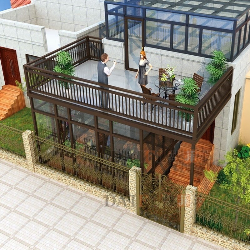 戴菲莱铝合金钢结构别墅阳光房露台平台封阳台庭院花园断桥铝密封