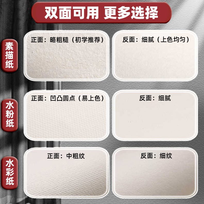 甄选1000张素描纸8k美术生画室八开4k四开专业水粉木浆水彩纸180g
