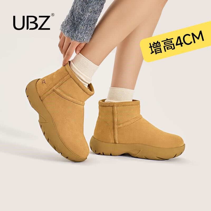 UBZ 厚底f防水防滑大头雪地靴女冬季2024新款防滑加绒加厚短筒棉