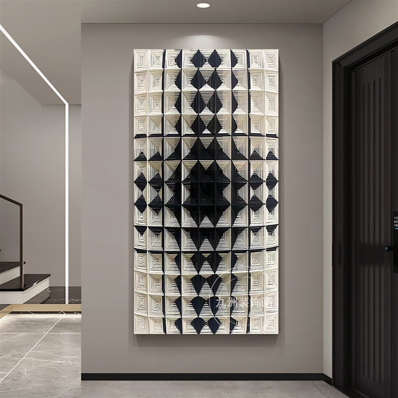 现代简约入户玄关装饰画高端立A体绳艺编织手工客厅沙发背景墙挂