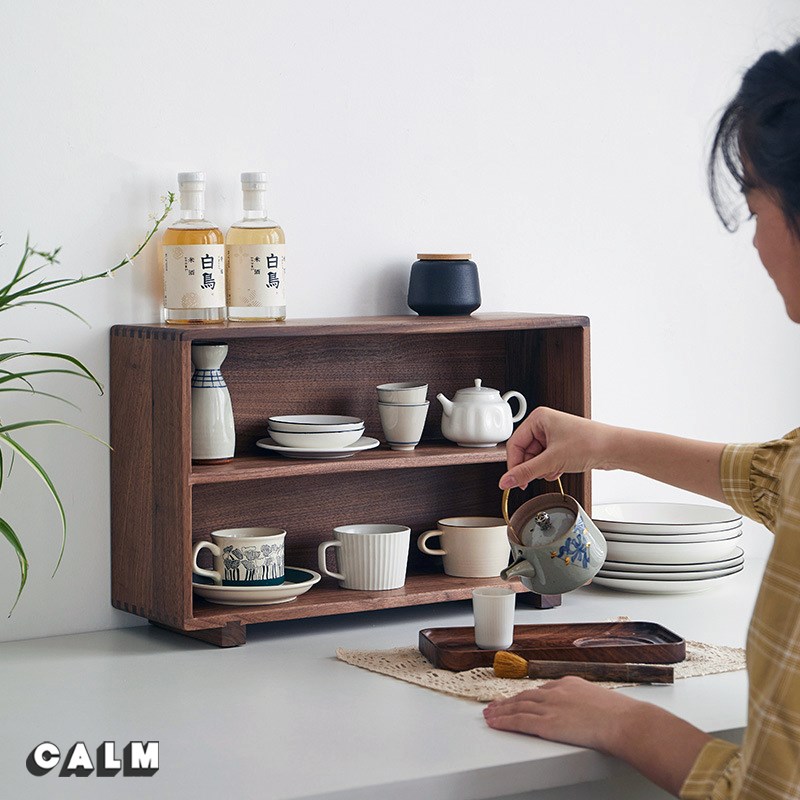 胡桃木茶具杯子i收纳架实木餐边柜客厅展示柜桌上储物柜碗柜置物