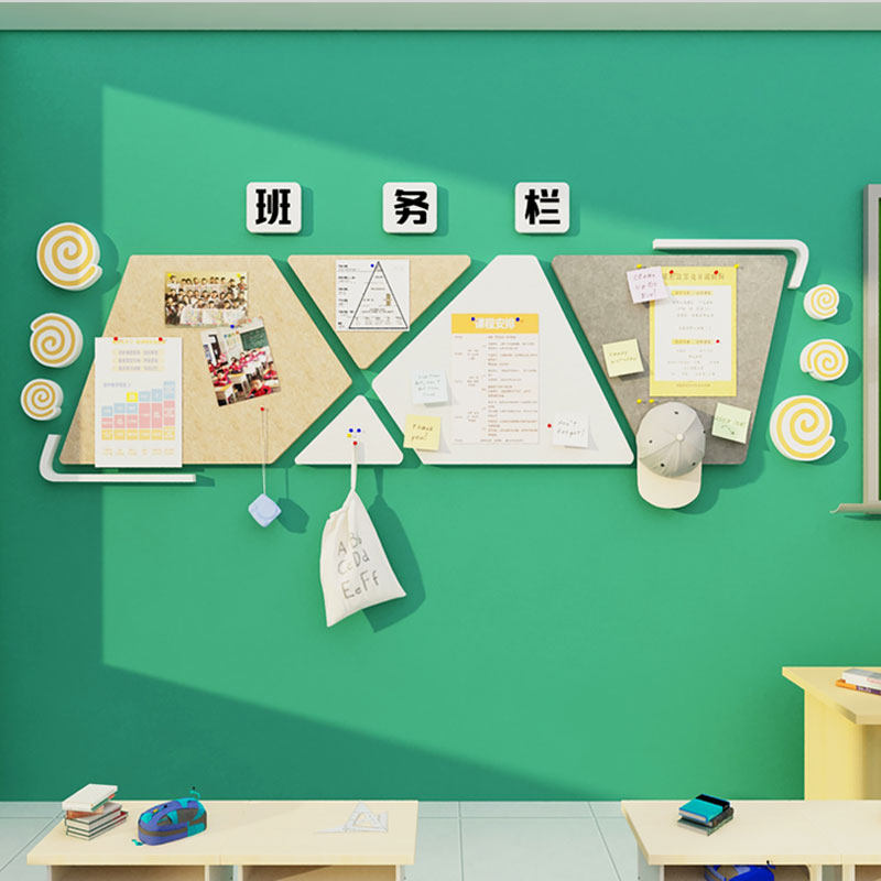 班务栏墙面贴教室布置装饰班级文化小学学习园地S展示毛毡板公告