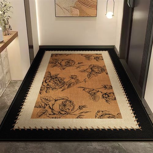 高级感中古风入户门地垫进门玄关地毯防滑门垫大门U口耐脏定制脚