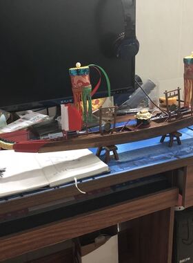 传统龙舟模型 龙船模t型家居饰品工艺船摆件抽象大型摆件