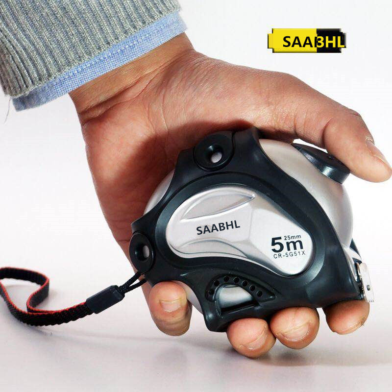 德国工艺钢卷尺5米3米7.5米5m准量尺自锁耐磨包胶盒尺 公制钢卷尺