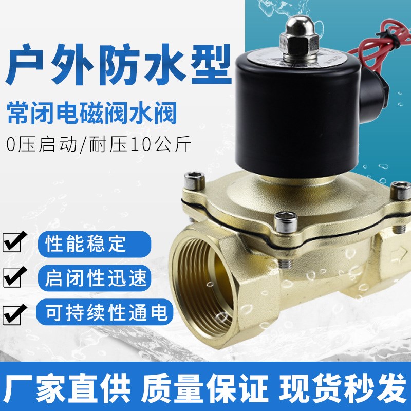 户外防水型常闭水管电磁阀AC220V气动开关阀门DC24V气阀4分6分1寸
