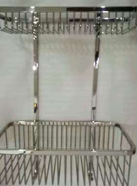 长固ST-V4119D 方形双层圆条网篮 304不锈钢浴室置物架 厨卫挂件