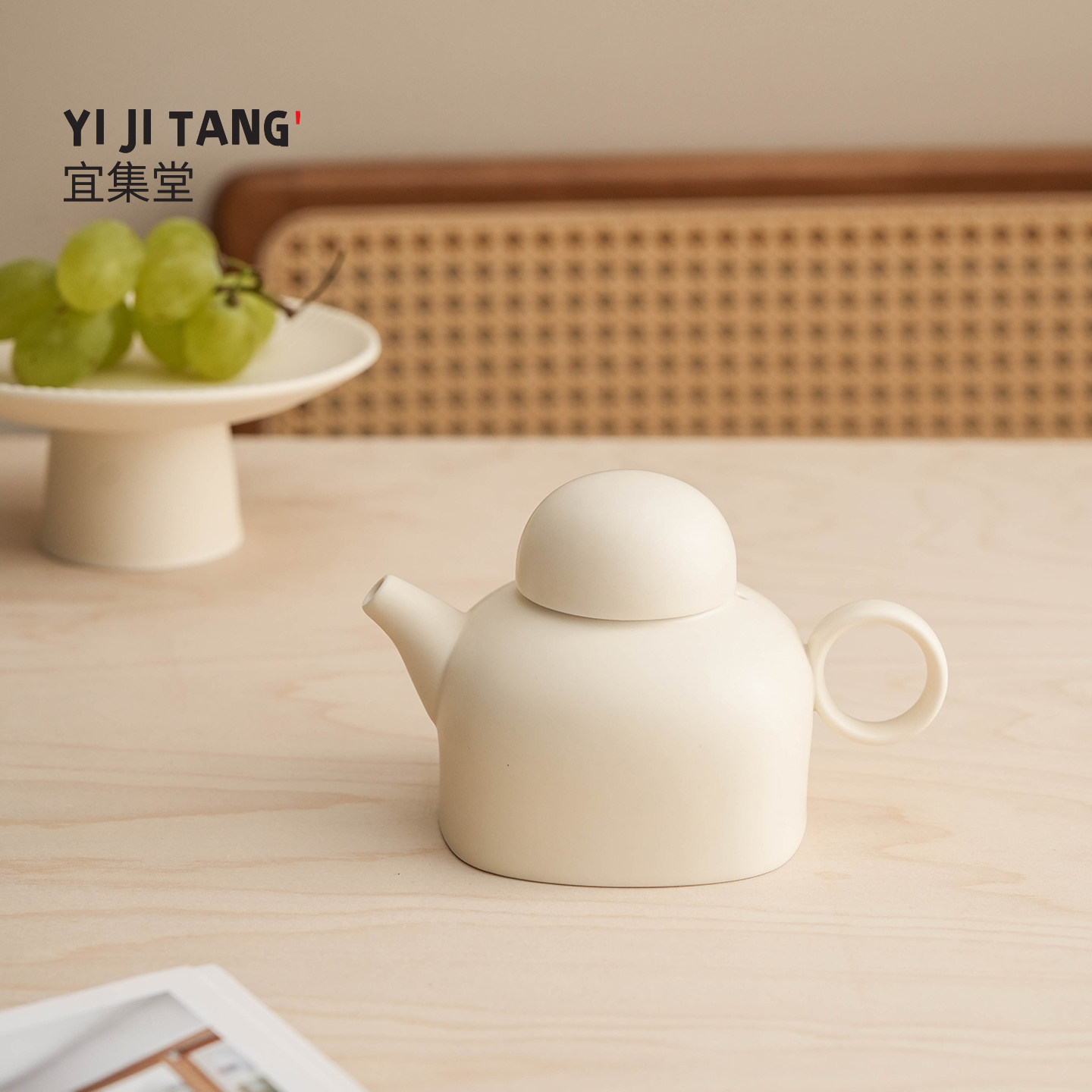 宜集堂圆萌奶油风泡茶壶陶瓷哑光家用年轻人可爱新型办公室一人图片