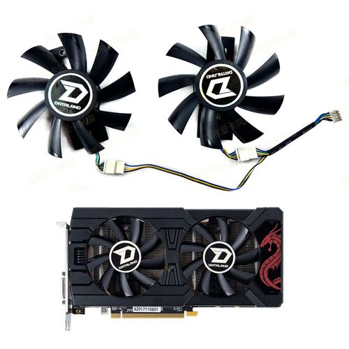 全新迪兰恒进 RX 470 RX570 酷能 显卡代用款风扇 静音温控散热