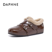 达芙妮保暖加绒毛毛鞋 厚底增高一脚蹬休闲德训棉鞋 女2025新款 冬季