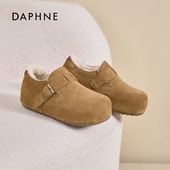 达芙妮保暖勃肯鞋 加绒加厚厚底内增高复古毛毛鞋 女2025新款 秋冬季