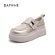 达芙妮厚底休闲板鞋 真皮轻便百搭一脚蹬增高小白鞋 女2025新款 秋季