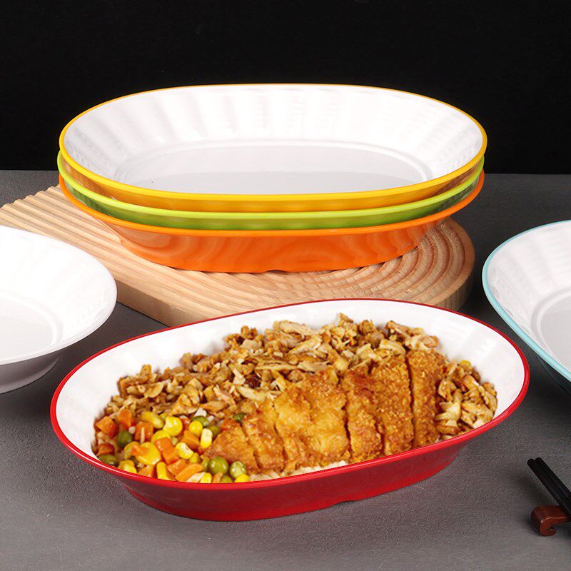 仿瓷碗平底浅口盖浇饭碗脆皮鸡烤肉拌饭卤肉饭碗双色大号商用