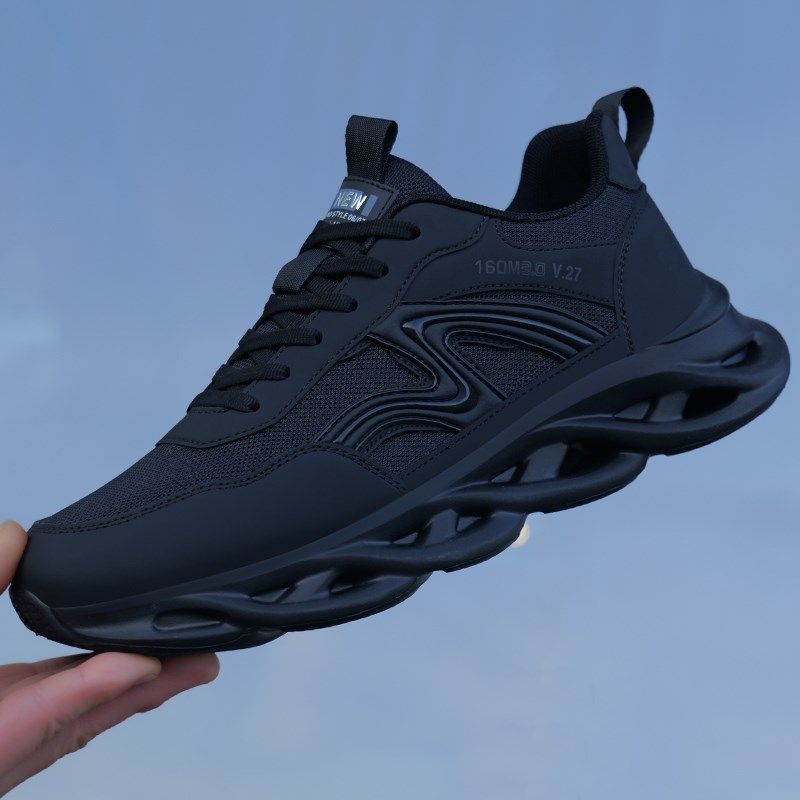 男鞋春季款2025新款男士运动鞋黑色网面透气防臭软底休闲老爹鞋子