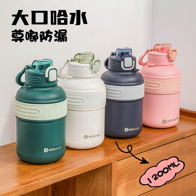 保温杯女2024新款高颜值吸管水杯学生上学大容量水壶1升便携杯子