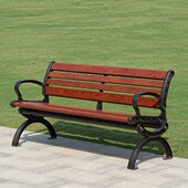 绿恩室外长条椅户外公园椅花园长椅铸铝防腐木广场休闲铝合金长凳