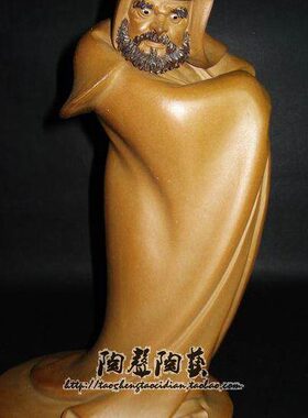 推陶声达摩陶瓷工艺石湾公仔博古架酒柜书房茶庄中式人物精品摆件