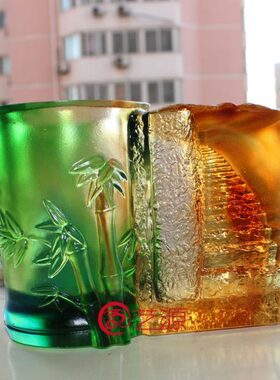 艺源 琉璃摆件步步节节高升笔筒办公室书房创意礼品实用生日礼物