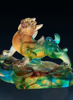 班德拉斯 琉璃生肖玉兔送福动物摆件装饰品桌面摆件商务礼品