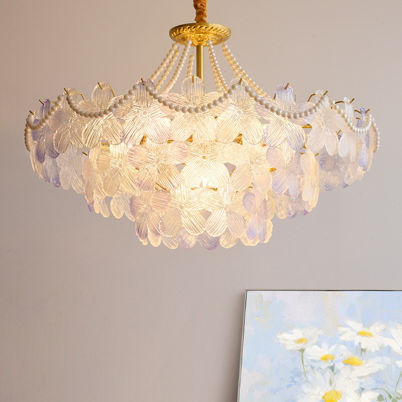 2024创意五叶草全光谱法式水晶吊灯客厅灯卧室温馨大气.简约餐厅