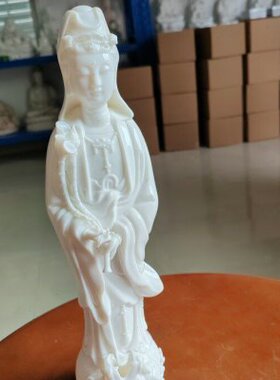 德化陶瓷滴水观音37cm摆件供奉镇宅家用客厅白瓷站立观世音菩萨像