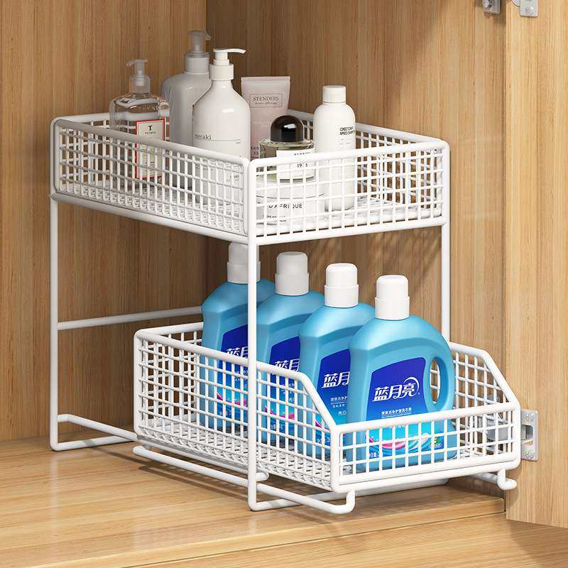 卫生间下水槽置物架浴室柜下抽拉收纳洗漱洗手台下水道柜子分层架