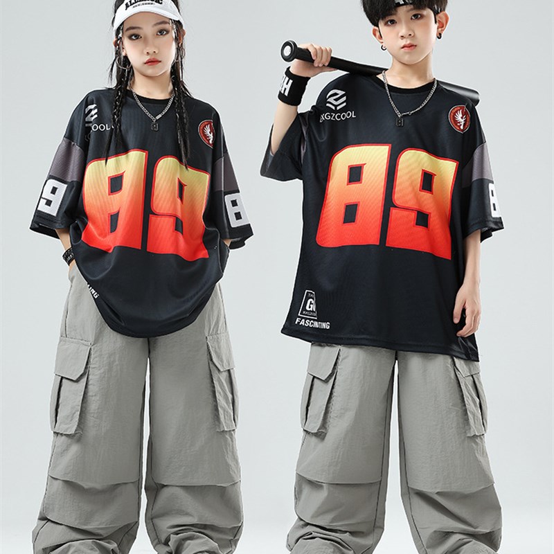 街舞儿童潮服演出服男童套装hiphAop童装少儿嘻哈爵士舞女 潮牌T