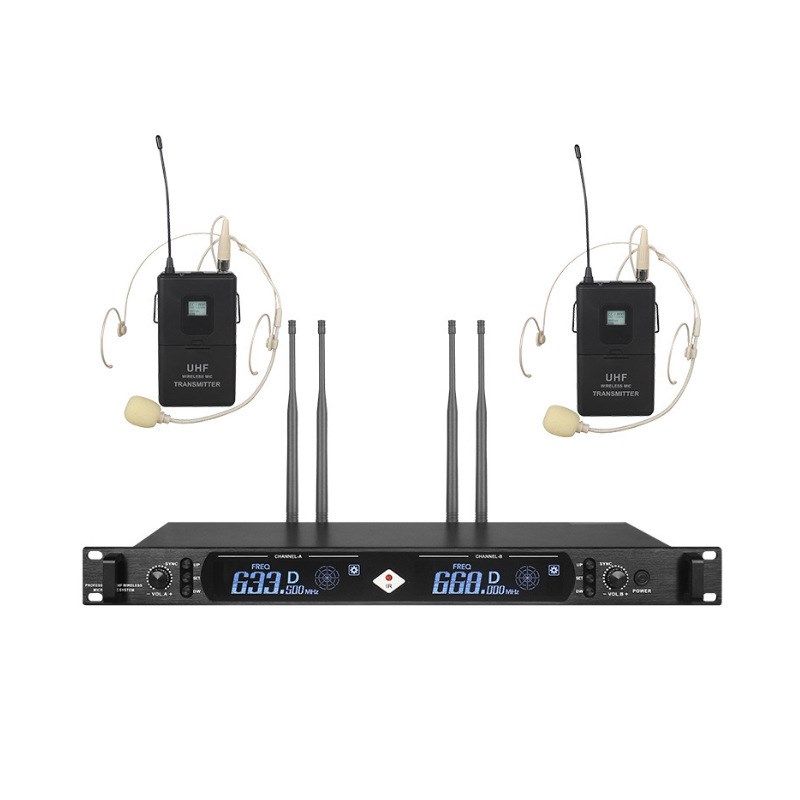 真分集一拖二无线麦克风高保真U段调频领夹话筒舞台演W出歌手K歌